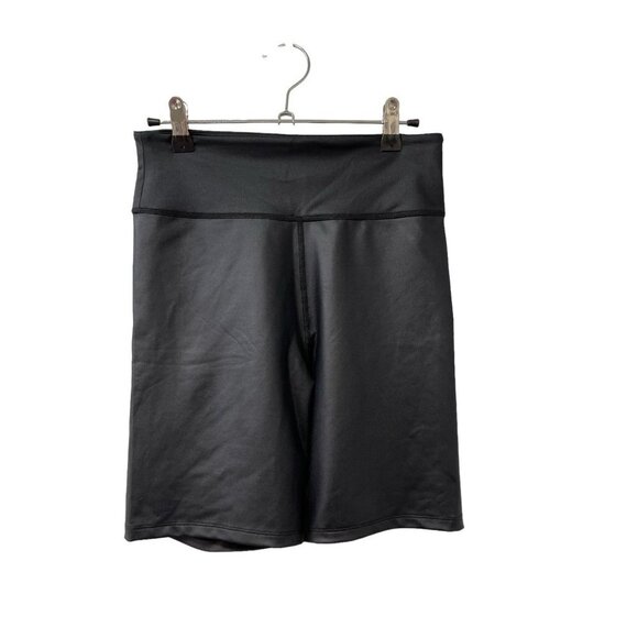 Abercrombie and Fitch High Rise Metallic Sheen black Bike Shorts M biker - Picture 1 of 3